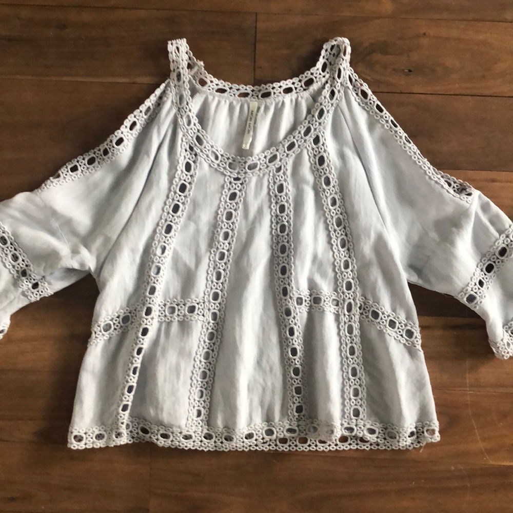 Crocheted light blue top